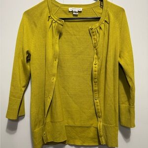 Coldwater Creek Mustard Cardigan quarter length sleeve. Women's Size Medium